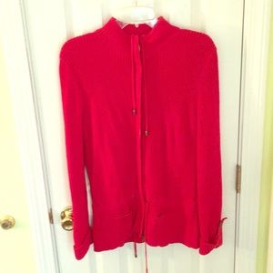 Long Red ZipUp Notations Sweater Gently Used Large